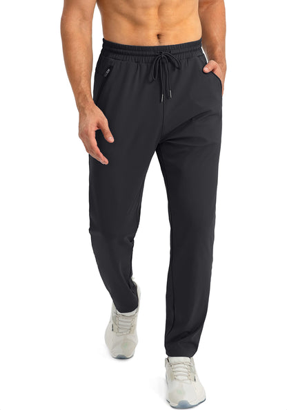 G Gradual Men's Sweatpants with Zipper Pockets Tapered Joggers for Men Athletic Pants for Workout, Jogging, Running (Black, Large)