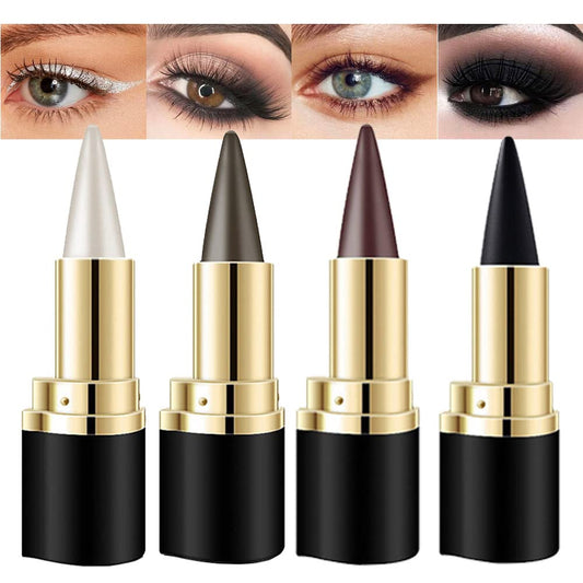 Kaely 4Pcs Black Brown Silver Gray Gel Eyeliner Pencil,Natural Black Eyeliner Cream Waterproof Smudge Proof,Eye Liner Black Smokey Eyeshadow Palette Stick Crayon,Goth Halloween Makeup,lapiz de ojos