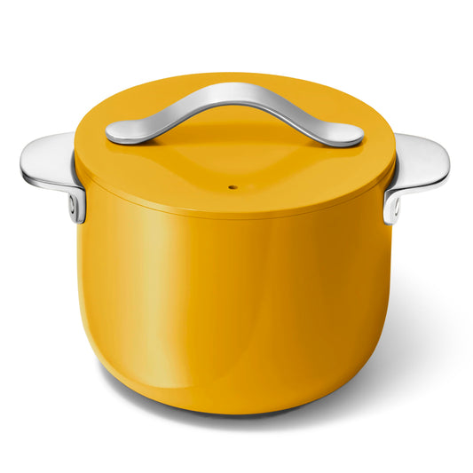 Caraway Petite Cooker - 2 Qt Ceramic Coated Pot - Free From Forever Chemicals - Perfect for Rice, Grains, or Sauces - Marigold