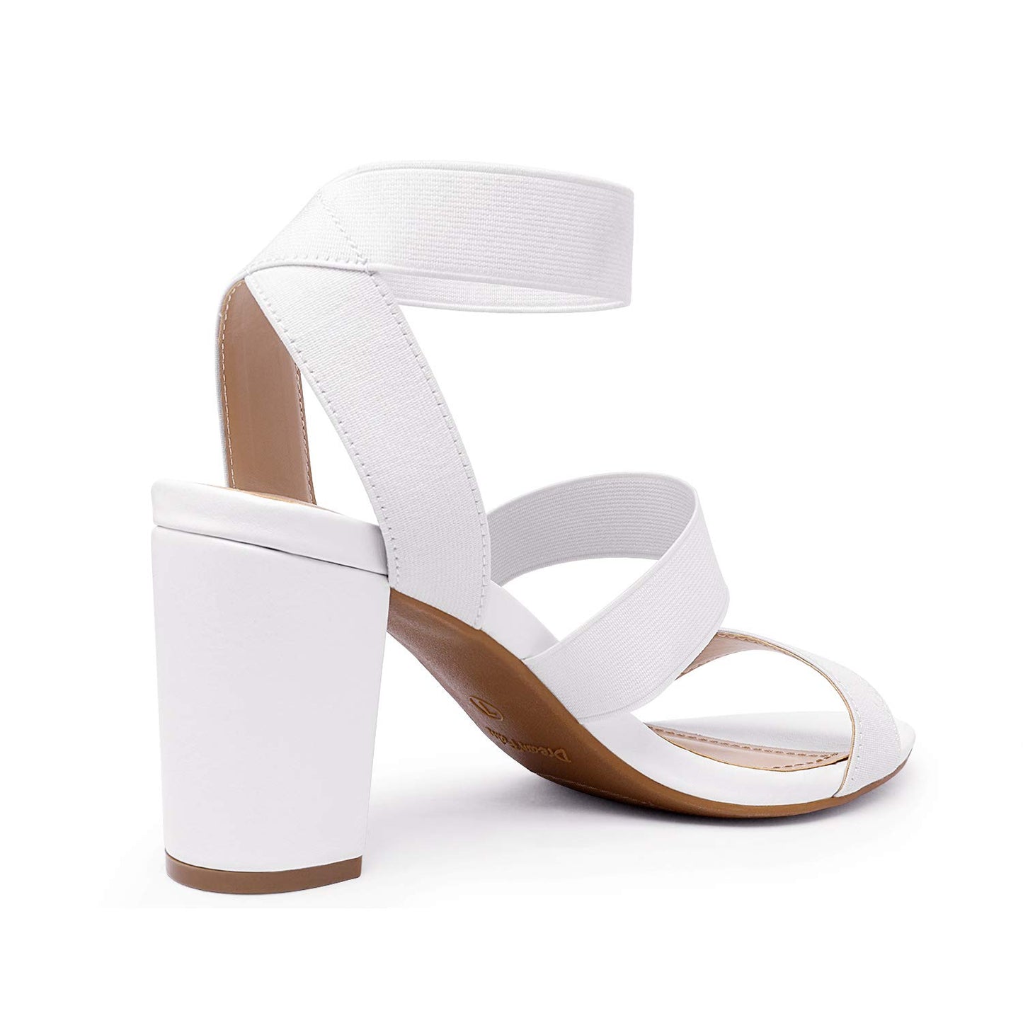 DREAM PAIRS Womens Open Toe High Chunky Elastic Strap Dress Heel Sandal, White-9 (Victoria)