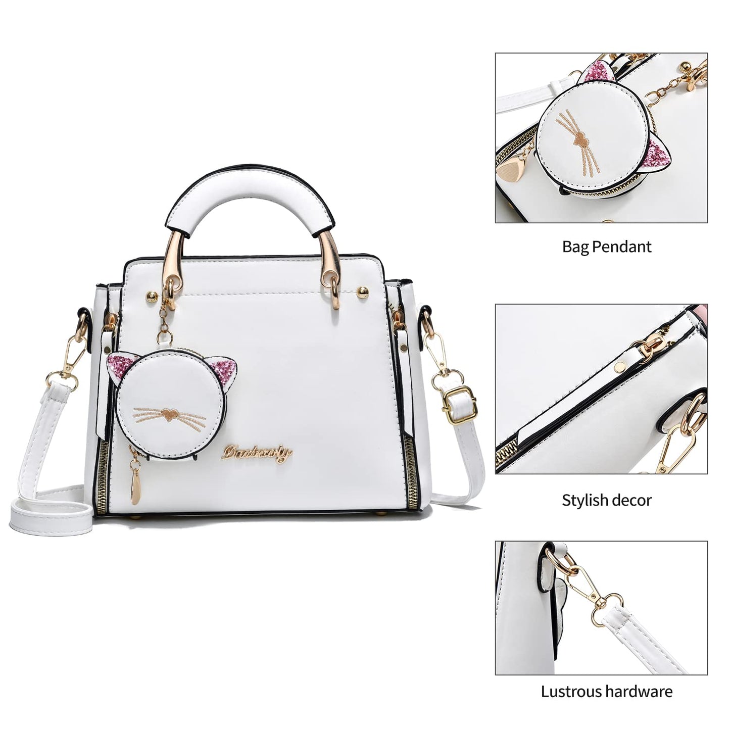 Xiaoyu Fashion Purses and Handbags for Women Ladies Crossbody Bags Top Handle Satchel Shoulder Bags Small Totes (White)