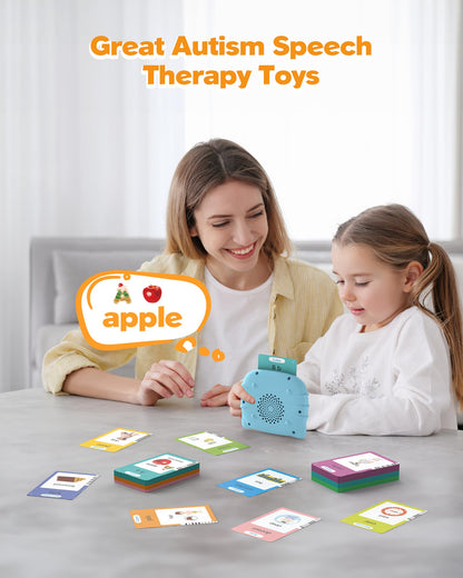 Bilingual Spanish and English Talking Flash Cards for 1-3, Pocket Speech Therapy Toys with 512 Words, Montessori Language Learning Toys, Autism Toys, Children's Sensory Learning, Birthday Toys