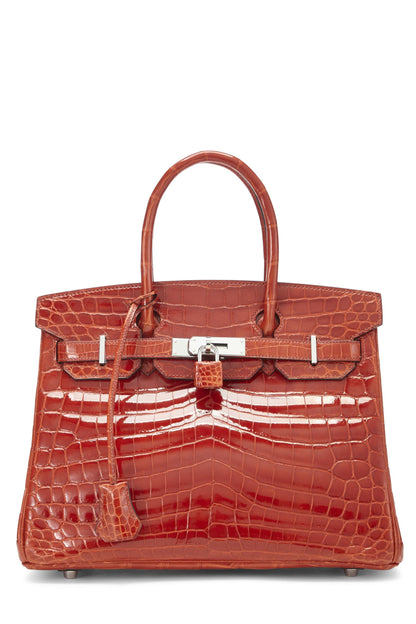 Hermès, Pre-Loved Sanguine Niloticus Crocodile Lisse Birkin 30, Sanguine