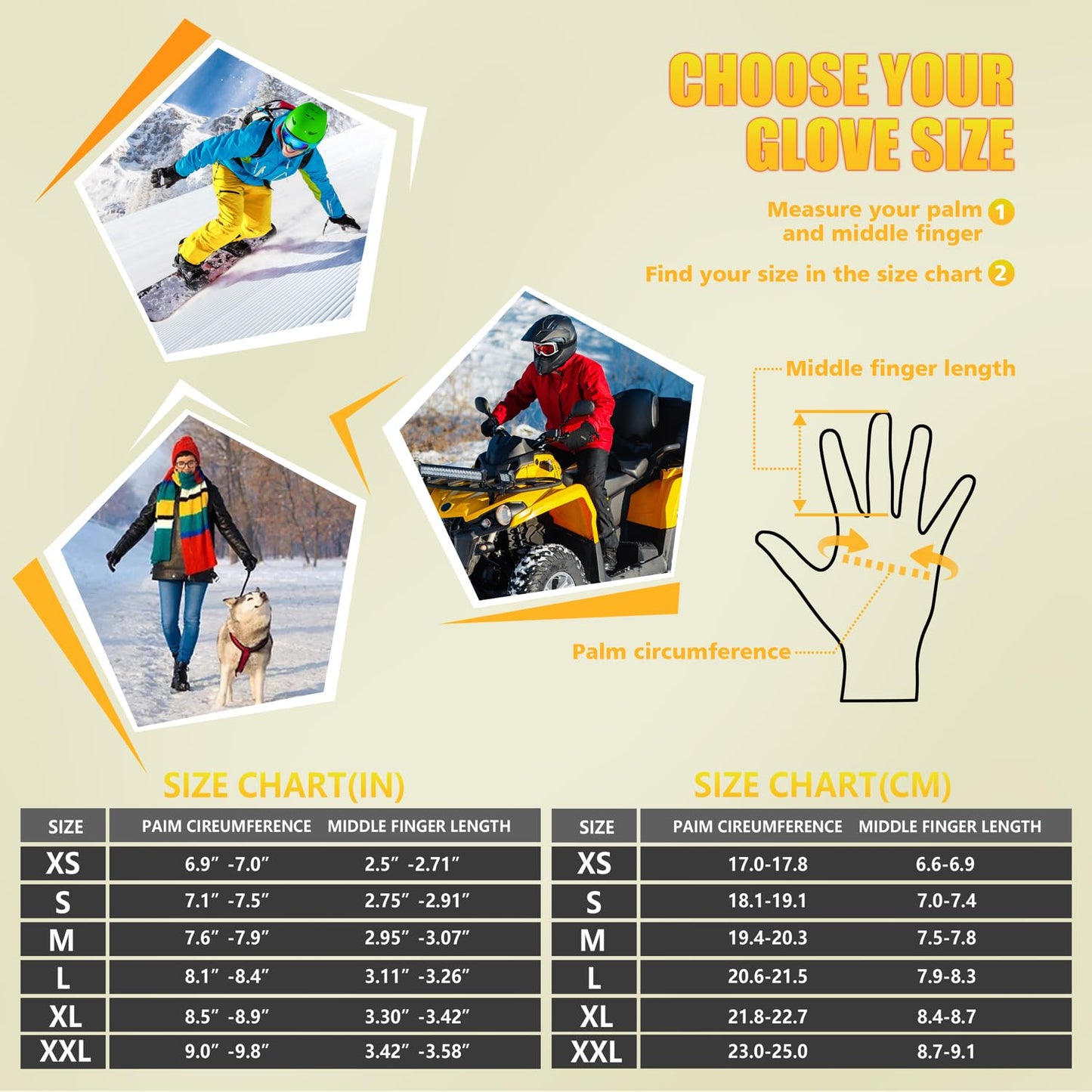 ihuan Winter Gloves Women Men Waterproof - Cold Weather Ski Warm Thermal Snow Touch Screen Fingers, Driving Hiking Motorcycle Cycling Insulated