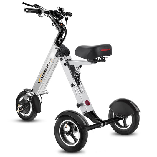 TopMate ES32 Electric Scooter 3 Wheels Foldable Trike with Seat for Adults, Light Weight Mobility with Reverse Function and Key Switch, 10 Inch Pneumatic Tires Tricycle