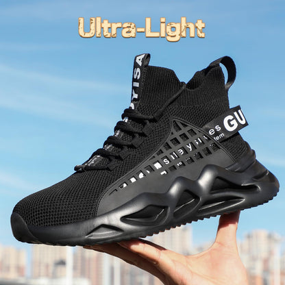 KGJIANDA Steel Toe Shoes for Men Work Shoes for Men Lightweight Safety Boots Comfortable Steel Toe Sneakers Indestructible Steel Toe Tennis Shoes Black