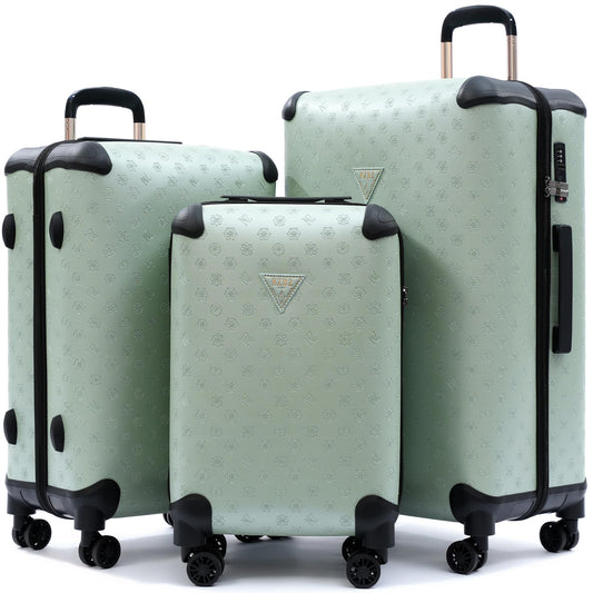 NZBZ 3 Piece Vintage Luxury Hardside Luggage Set, Lightweight Retro Suitcase with Double Spinner Wheels, TSA Lock, Large Capacity for Travel (Green, 20inch & 24inch & 28inch)