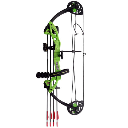 PANDARUS Compound Bow Topoint Archery for Youth and Beginner, Right Handed,19”-28” Draw Length,15-29 Lbs Draw Weight, 260 fps (Green Right Handed)