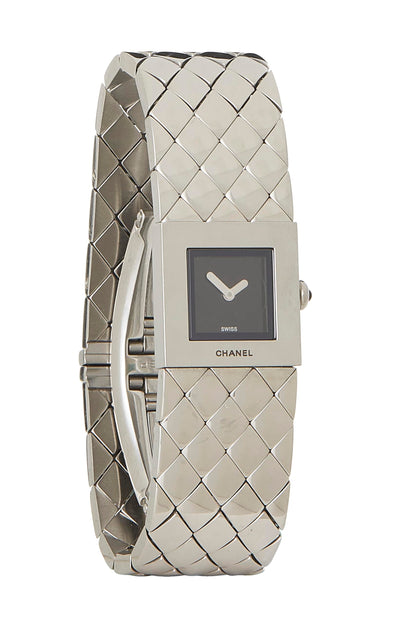 Chanel, Pre-Loved Stainless Steel Matelassé Watch, Black