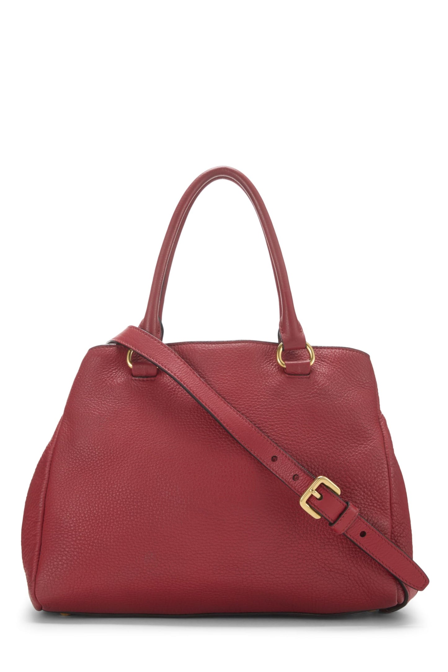 Prada, Pre-Loved Red Vitello Daino Convertible Tote Small, Red