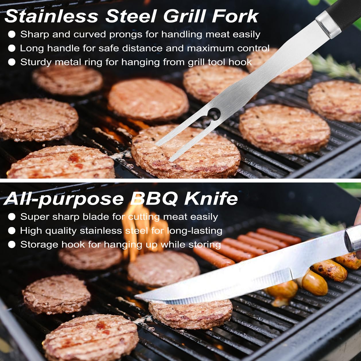 POLIGO 22PCS Heavy Duty BBQ Grill Accessories Set, Non-Slip Grill Tools for Outdoor Grill Set Thicker Stainless Steel Grill Utensils Set, Deluxe Grilling Tools Set in Aluminum Case Ideal Gifts for Men