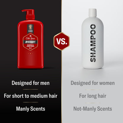 Old Spice Swagger 2-in-1 Shampoo and Conditioner Set for Men, Cedarwood Lime Scent, Get Up To 80% Fuller-Looking Hair, Barbershop Quality, 29.2 Fl Oz Each, 2 Pack