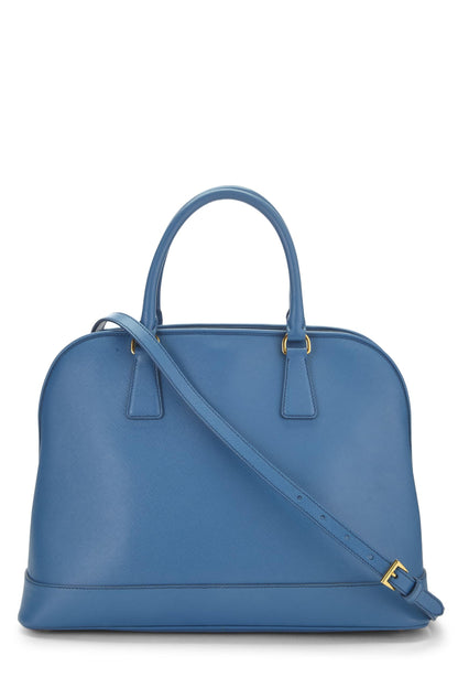 Prada, Pre-Loved Blue Saffiano Dome Tote, Blue