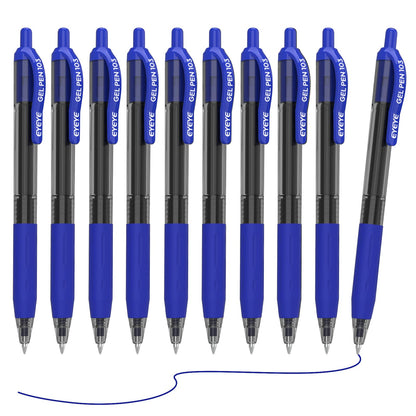 EYEYE G-103 Retractable Gel Pens, 0.5mm Fine Point Blue Ink Pens, Premium Quick Drying Ballpoint Pen for School Office (10count-Blue)