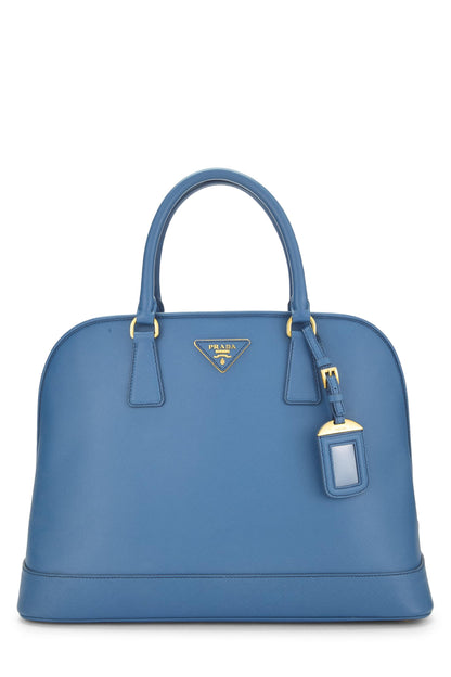 Prada, Pre-Loved Blue Saffiano Dome Tote, Blue