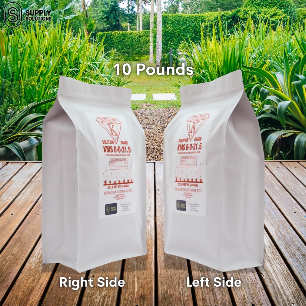 KMS 0-0-21.5 (Potassium Magnesium Sulfate) Fertilizer - Plant Food - The Best for Low Magnesium Soils Prone to Nutrient Loss - Ideal for Lawns, Garden, Vegetable, and Fruit Crops (10 Pounds)