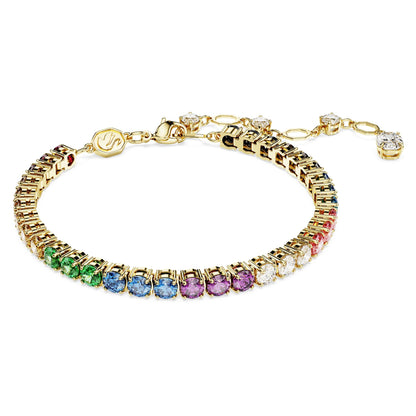 Swarovski Matrix Bracelet, Round cut, Multicolored, Gold-tone Finished