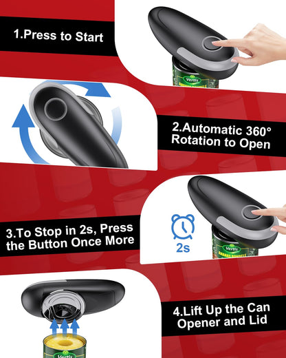 One Touch Electric Can Opener Fits All Can Sizes, Electric Can Openers for Kitchen Food-Safe with Smooth Edge, Kitchen Gadgets Automatic Can Opener for Seniors, Arthritis and Chef