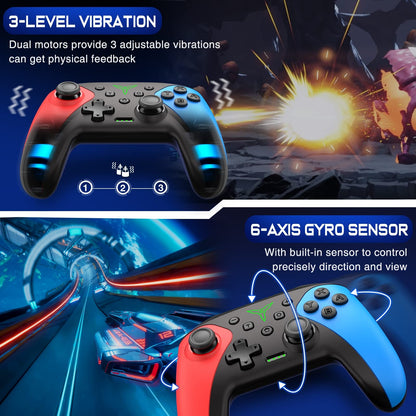 Wireless Switch Controller for Nintendo Switch/Lite/OLED Controller, Switch Controller with a Mouse Touch Feeling on Back Buttons, Extra Switch Pro Controller with Wake-up,Programmable, Turbo Function