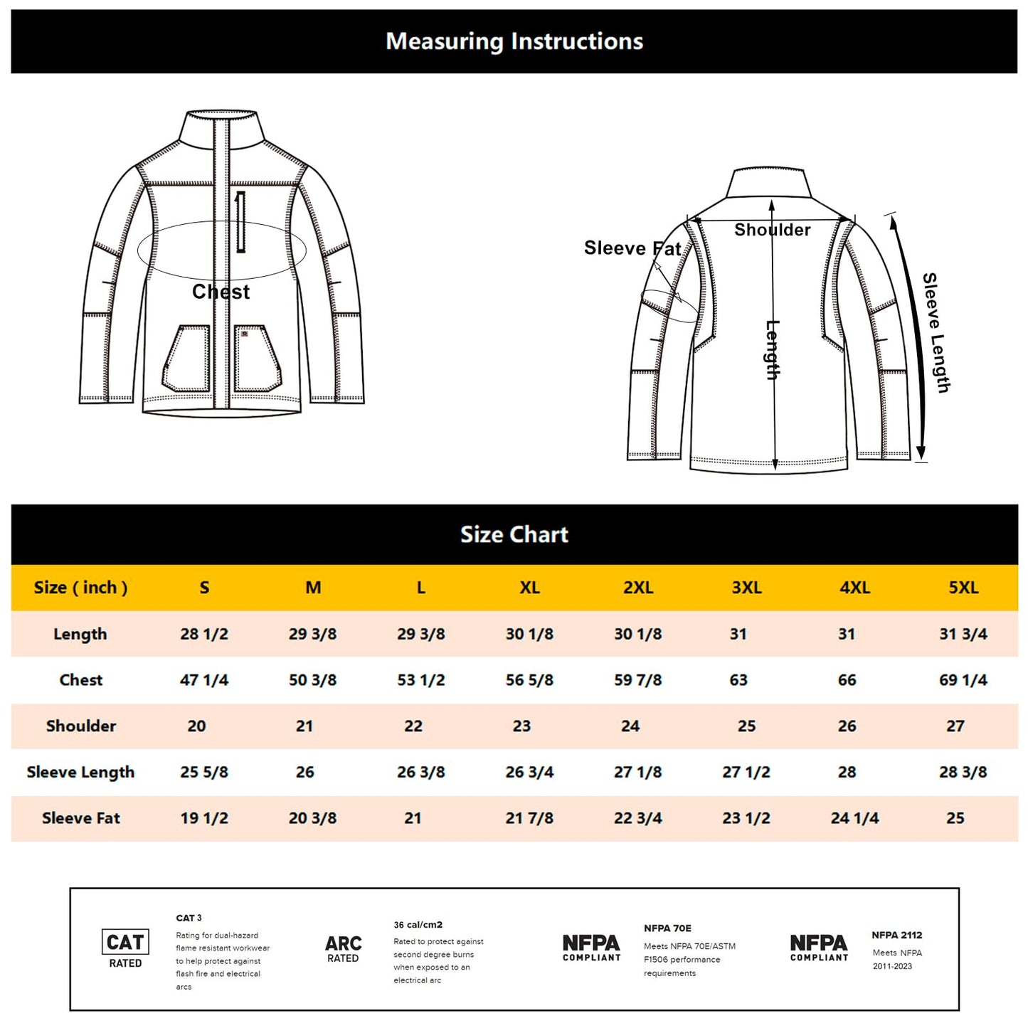 VANDISI FR Jacket Insulated Flame Resistant CAT3 Welding Coat Outwear for Men Brown