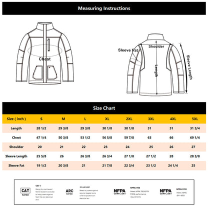 VANDISI FR Jacket Insulated Flame Resistant CAT3 Welding Coat Outwear for Men Brown