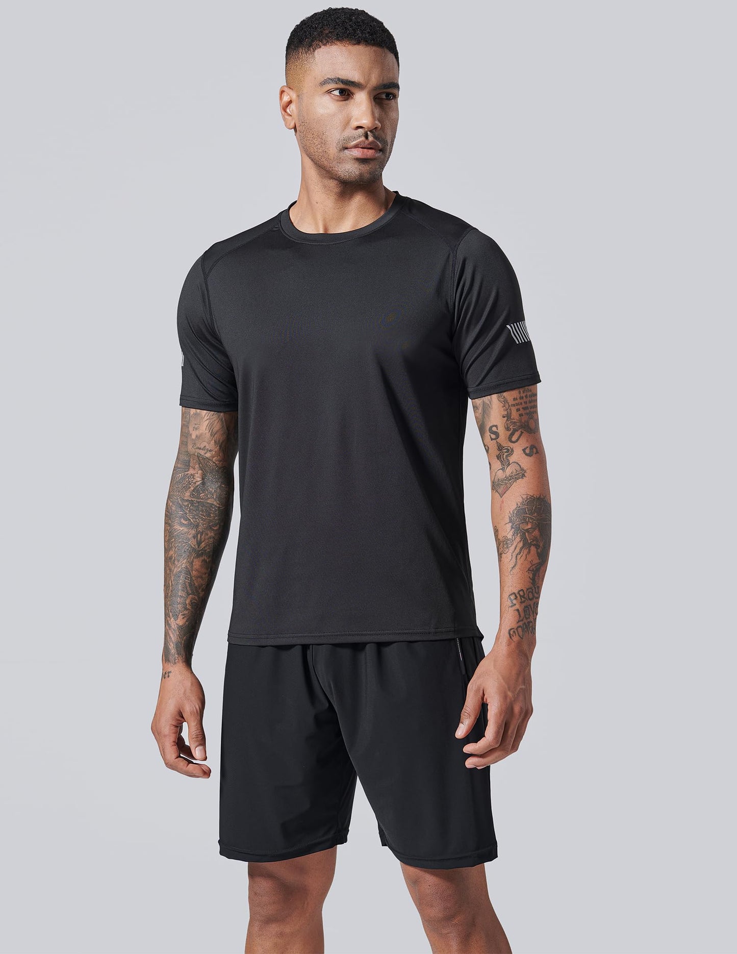 5 Pack Men’s Active Quick Dry Crew Neck T Shirts | Athletic Running Gym Workout Short Sleeve Tee Tops Bulk (Set 3, Medium)