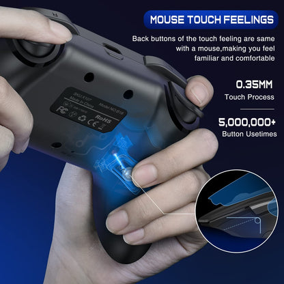 Wireless Switch Controller for Nintendo Switch/Lite/OLED Controller, Switch Controller with a Mouse Touch Feeling on Back Buttons, Extra Switch Pro Controller with Wake-up,Programmable, Turbo Function