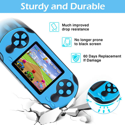 TaddToy 16 Bit Handheld Game for Kids Adults, 3.0'' Large Screen Preloaded 230 HD Classic Retro Video Games with USB Rechargeable Battery & 3 Game Cartridges for Birthday Gift for Kids 4-12 (Blue)