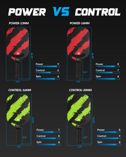 Raquete de Pickleball de Fibra de Carbono Warping Point com Garganta Aero, Raquetes de Pickleball Termoformadas Aprovadas pela USAPA para Potência e Spin, Núcleo de Colmeia de Polipropileno de 16 mm, Superfície de Carbono Texturizado, Vermelho