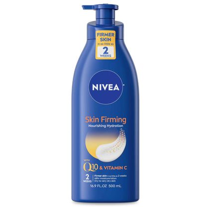 NIVEA Skin Firming Nourishing Hydration, Firming Body Lotion for Dry to Very Dry Skin with Q10 and Vitamin C, 16.9 Fl Oz Pump Bottle