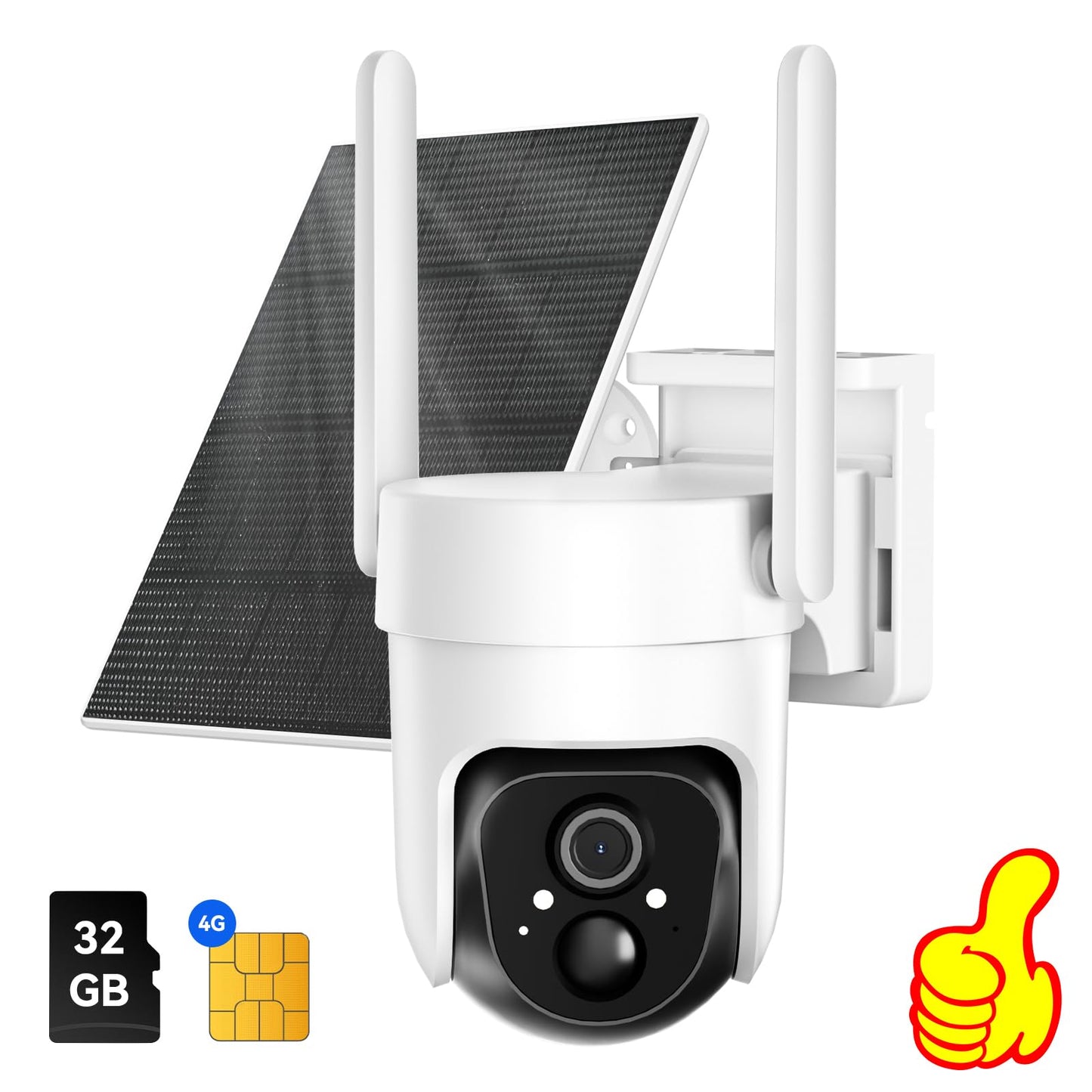 4G LTE Cellular Security Camera Includes SD&SIM Card(Verizon/AT&T/T-Mobile), 2K Solar Outdoor Cam Wireless Without WiFi Needed,Live View, Color Night Vision, Motion&Siren Alert, Playback