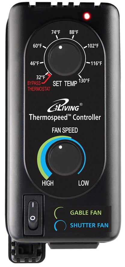 iLIVING Exhaust Fan Thermospeed Temperature Controller and Speed Controller, Black, ILG8SFST