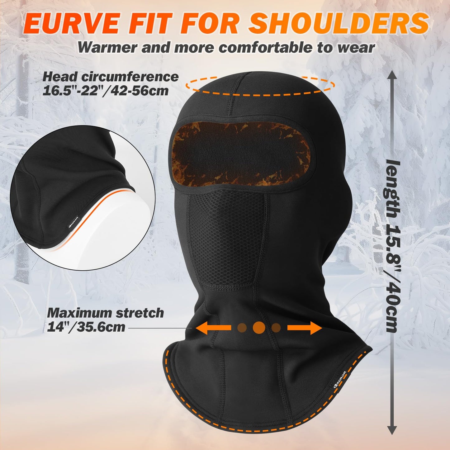 GXCROR Ski Mask Breathable Balaclava Windproof Winter Thermal Face Cover for Cold Weather Skiing Motorcycle for Men and Women Black