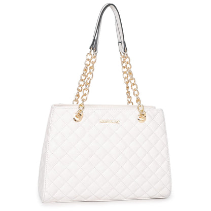 Montana West Tote Bag for Women Quilted Chain Handbags Shoulder Purse White Gift MWC-040BG