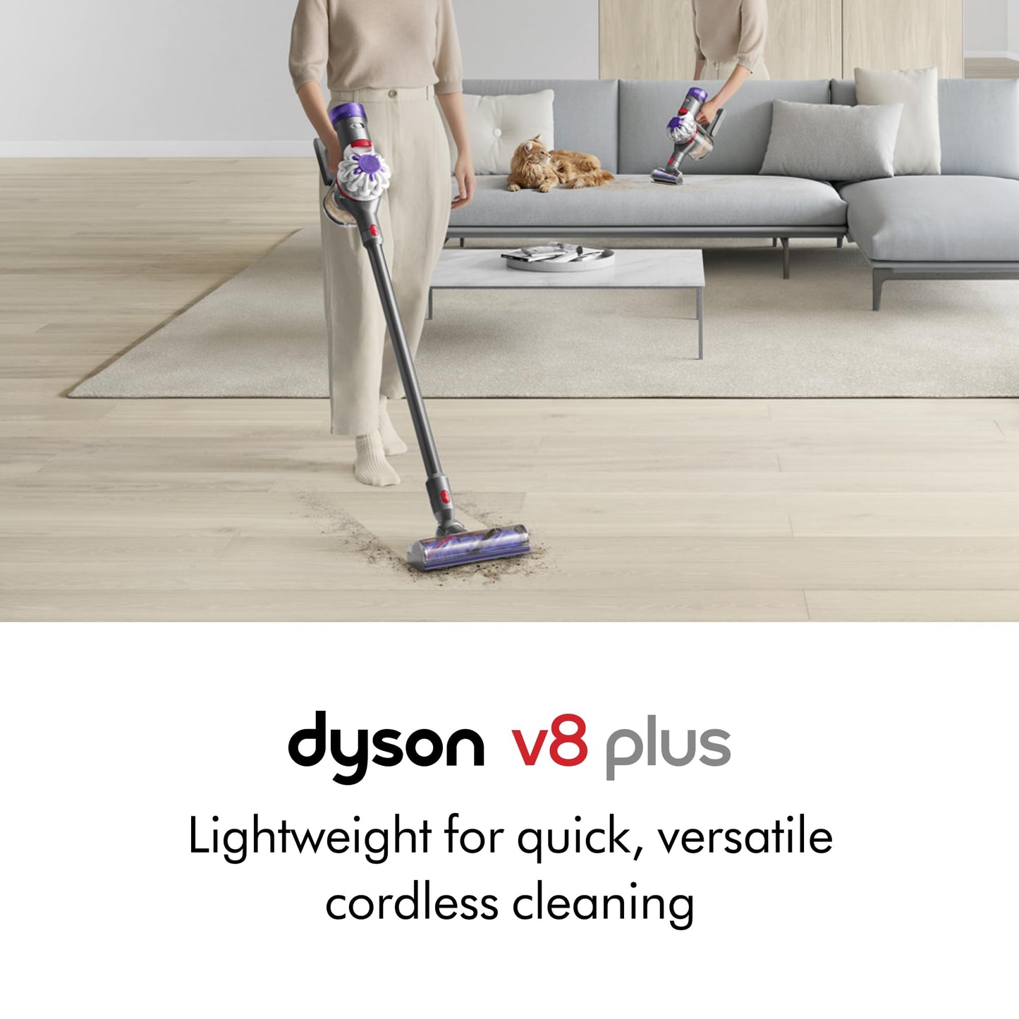 Dyson V8 Plus Cordless Vacuum, Silver/Nickel