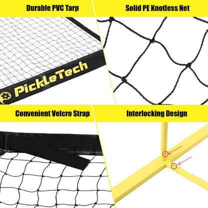 PICKLETECH 4.0 Slim Version Portable Pickleball Nets Outdoor Game 22 FT Pickleball Net-USAPA Regulation Size-Pickle Ball Net System with Carrying Bag for Driveway