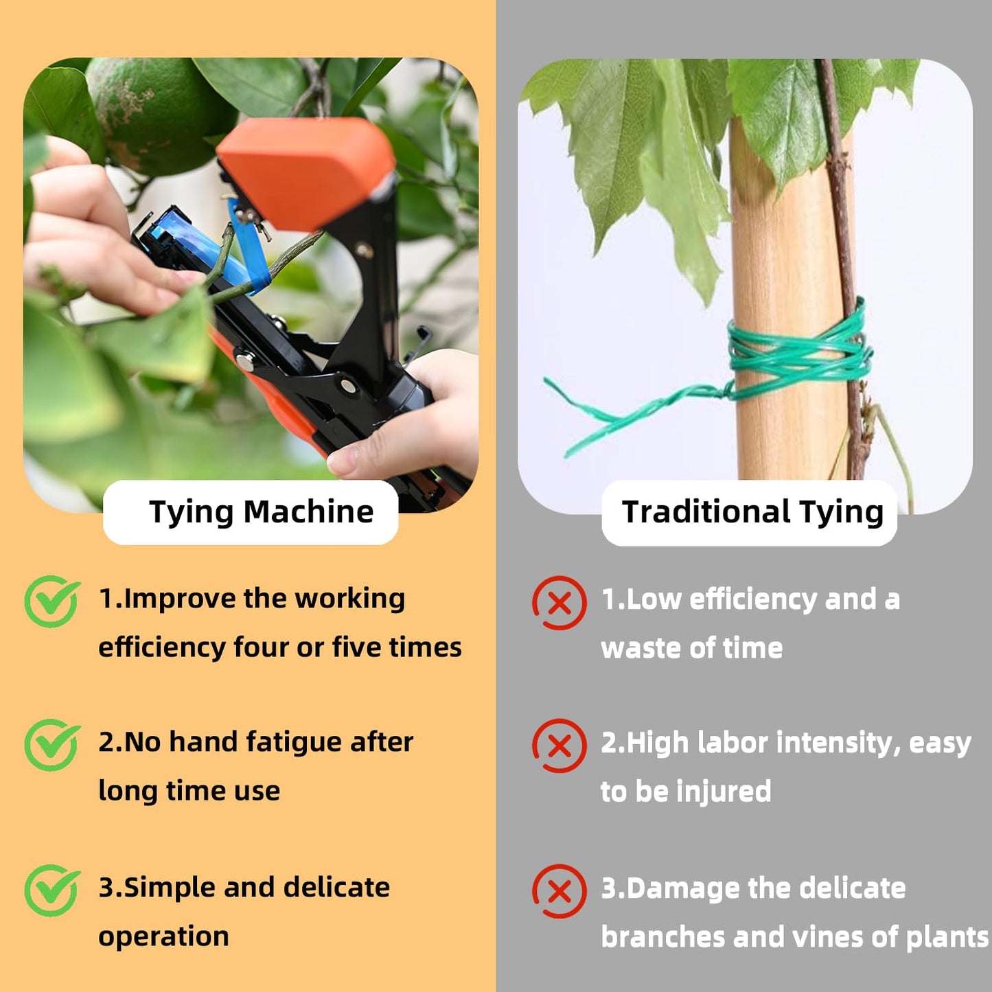 SUCA Plant Tying Machine, Plant Tape Cattle Panels for Garden,Plant Vine Tying Tool with 10000pcs Staples 21 Rolls Tape Plant Tape Gun for Grapes,Tapener (tapetool set1pcs)