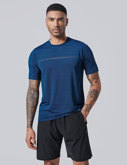 5 Pack Men’s Active Quick Dry Crew Neck T Shirts | Athletic Running Gym Workout Short Sleeve Tee Tops Bulk (Set 3, Medium)