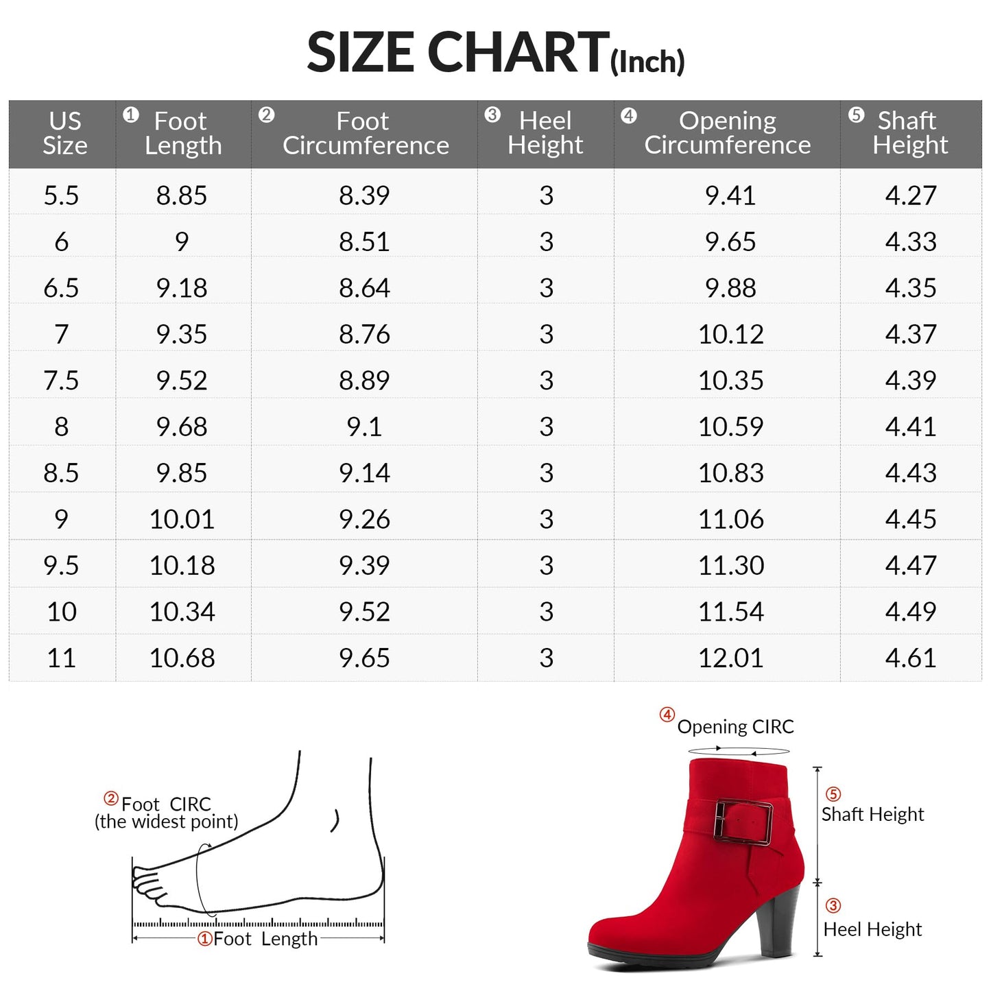 mysoft Women's Wide Width Ankle Boots Chunky Heel Ankle Strap Buckle Booties with Zipper