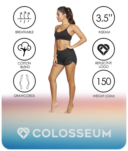 COLOSSEUM Active Women's Simone Cotton Blend Yoga and Running Short (Black, Large)