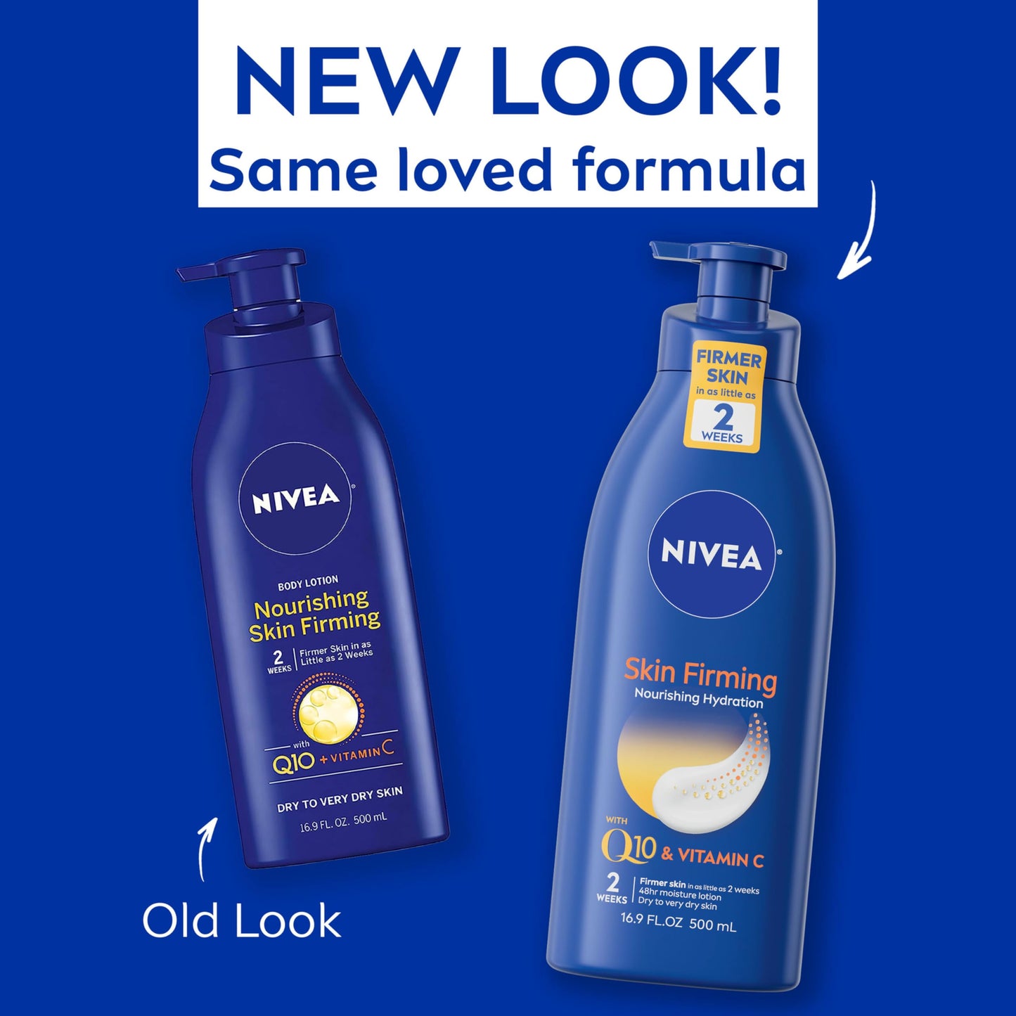 NIVEA Skin Firming Nourishing Hydration, Firming Body Lotion for Dry to Very Dry Skin with Q10 and Vitamin C, 16.9 Fl Oz Pump Bottle