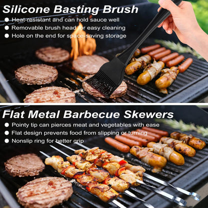 POLIGO 22PCS Heavy Duty BBQ Grill Accessories Set, Non-Slip Grill Tools for Outdoor Grill Set Thicker Stainless Steel Grill Utensils Set, Deluxe Grilling Tools Set in Aluminum Case Ideal Gifts for Men