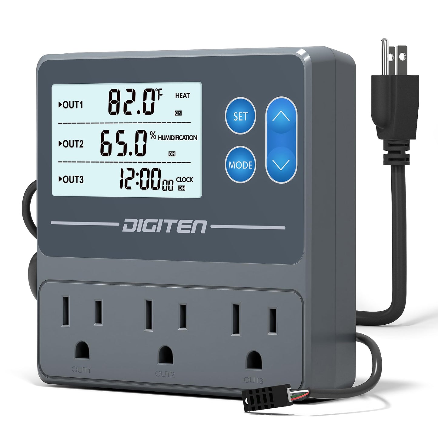 SENSTREE Digital Temperature Humidity Controller Pre-Wired Outlets for Mushroom, Reptile, Heating/Cooling On Outlet 1, Humidifier/Dehumidifier On Outlet2, Timer On Outlet 3