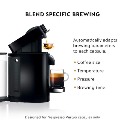 Nespresso VertuoPlus Deluxe Coffee and Espresso Machine Bundle with Aeroccino Milk Frother by De'Longhi, Black