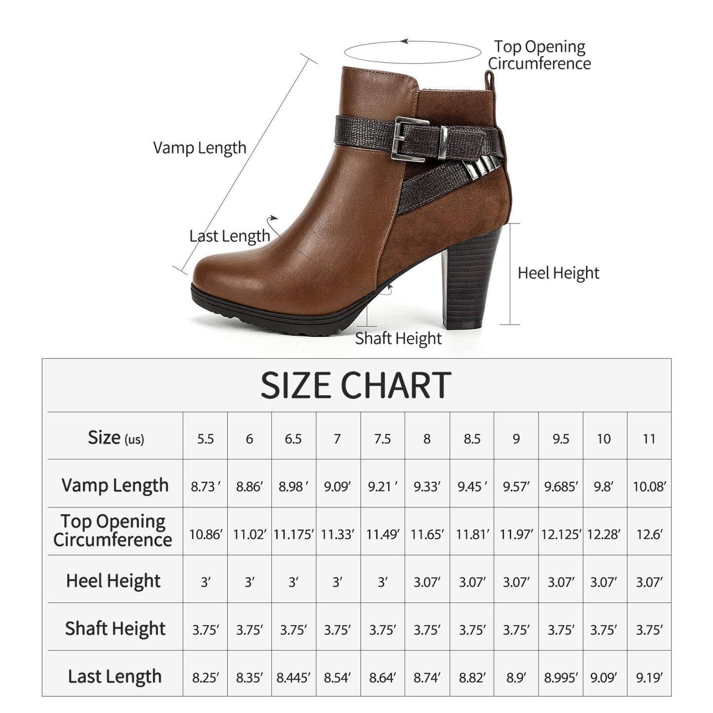 mysoft Women's Zipper Booties Chunky Stacked Heel Ankle Boots Buckle Strap Ankle