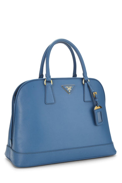 Prada, Pre-Loved Blue Saffiano Dome Tote, Blue