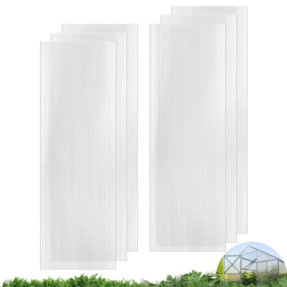 UMIG 6 PCS 6' x 2' x 0.24'' Polycarbonate Greenhouse Panels, Twin-Wall Waterproof UV Protected Corrugated Plastic Roof Panels Sheets, Clear Replacement Panels for Greenhouse, Outdoor, Plant