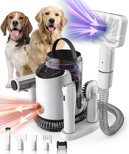 SNOYWEN Dog Grooming Kit & Pet Hair Dryer & Dog Electric Clippers, 3L Large Capacity with 8 Grooming Tools, Low Noise for Long Hair Dogs and Cats, Adjustable Airflow and Temperature, UL, Touchscreen