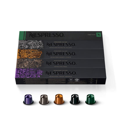 Nespresso Capsules Original Line, Ispirazione Variety Pack, Medium & Dark Roast Espresso Coffee, 50 Count Coffee Pods