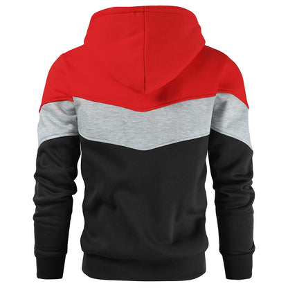 Gesean Men's Novelty Color Block Pullover Fleece Hoodie Long Sleeve Casual Sweatshirt with Pocket Red XX-Large